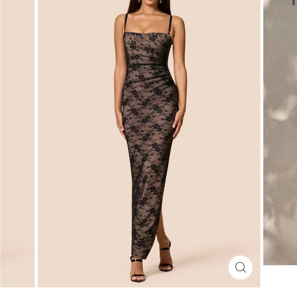 Nookie Black and Nude Lace Maxi Dress